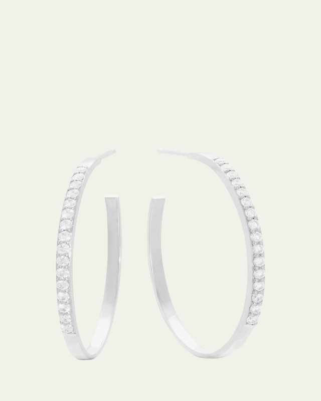 14K White Gold Flawless Diamond Hoop Earrings, 25mm